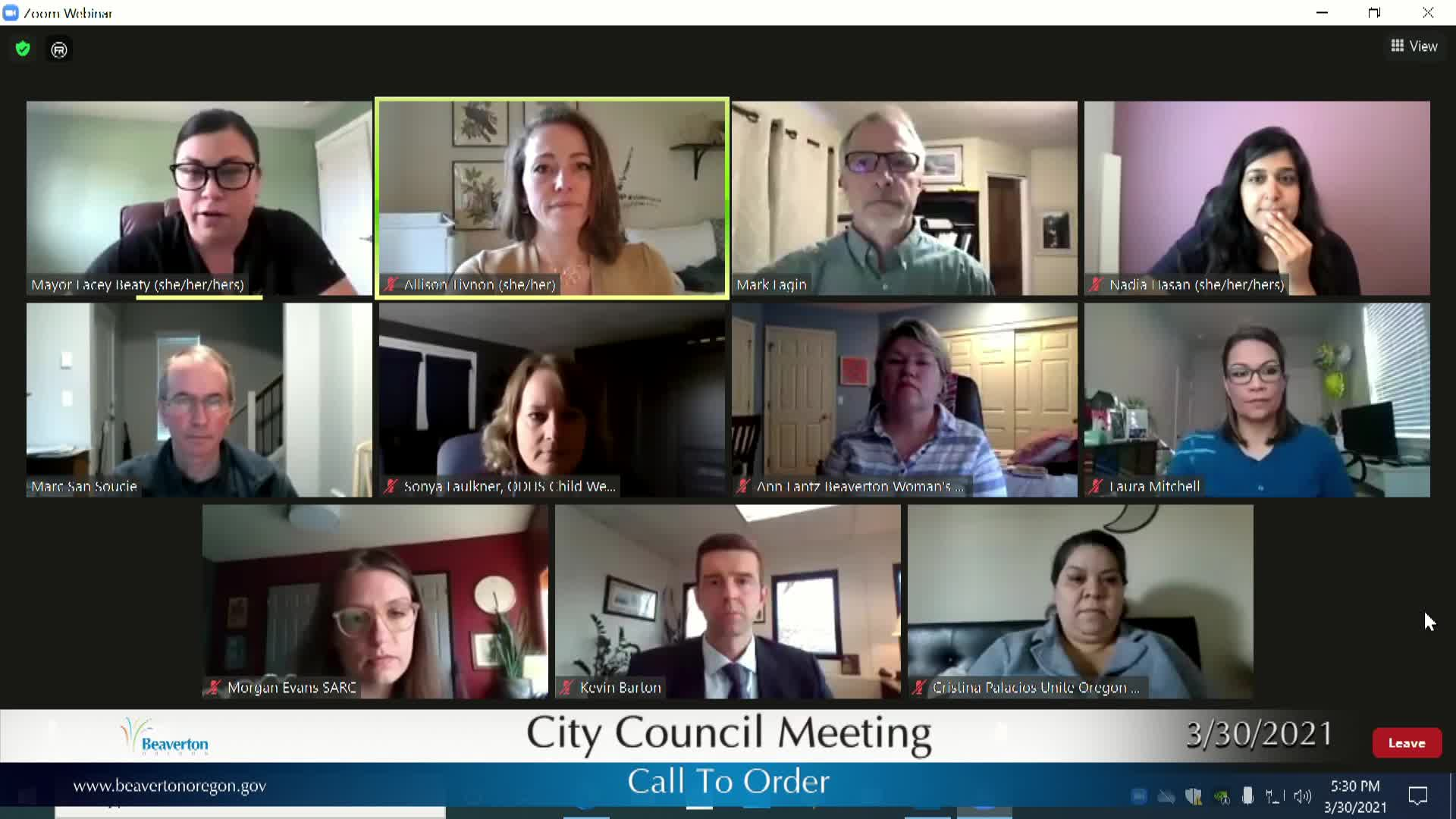 Thumbnail image for March 30, 2021: Beaverton City Council Meeting
