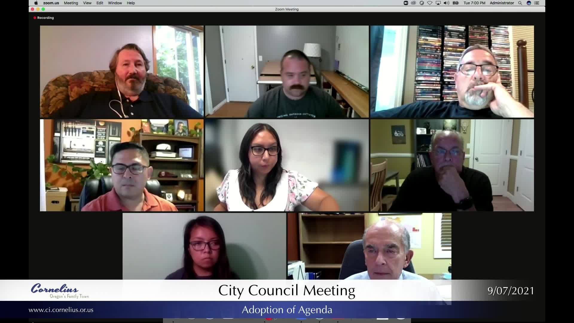 September 7, 2021 Cornelius City Council Meeting