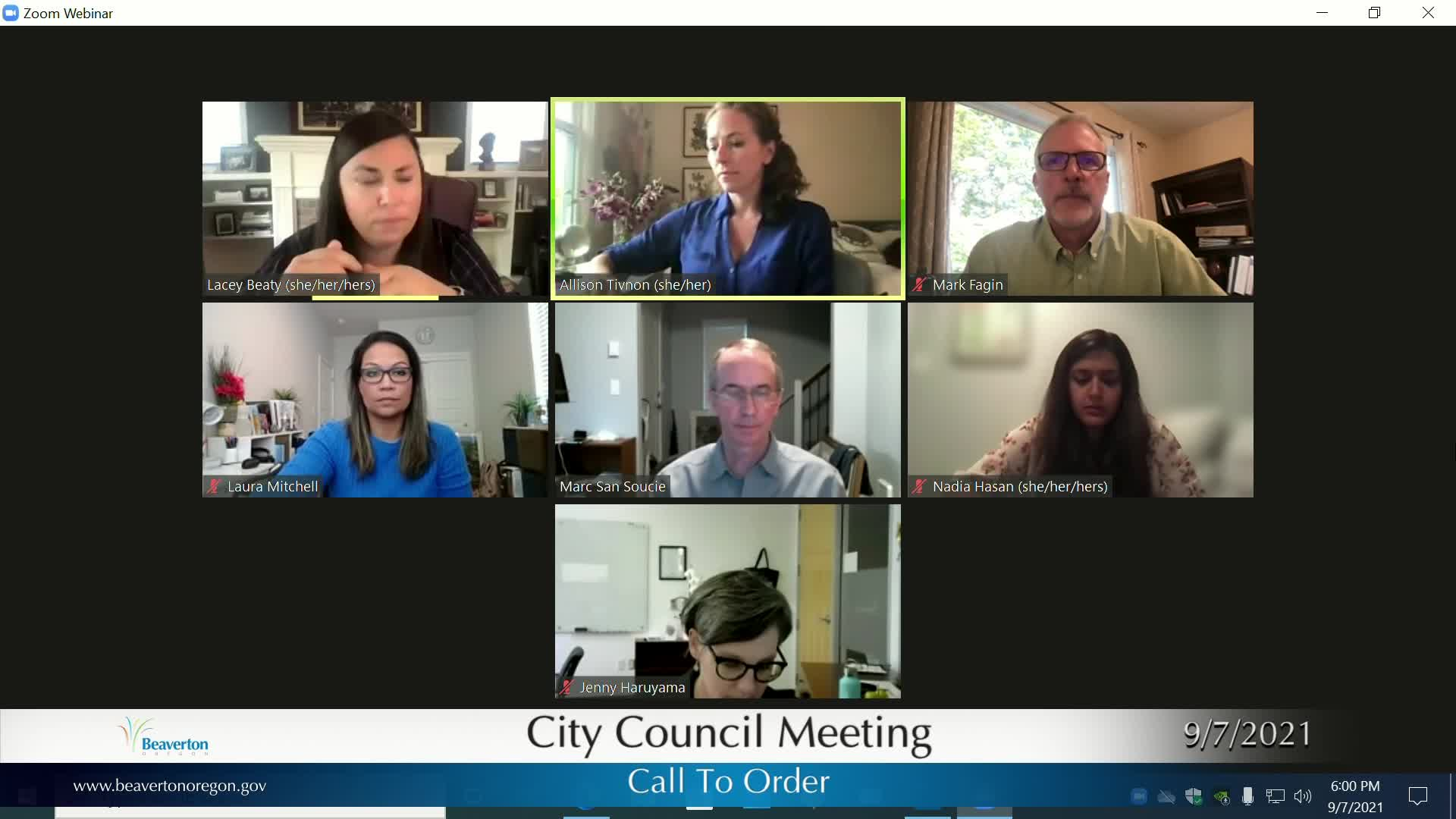 September 7, 2021 Beaverton City Council
