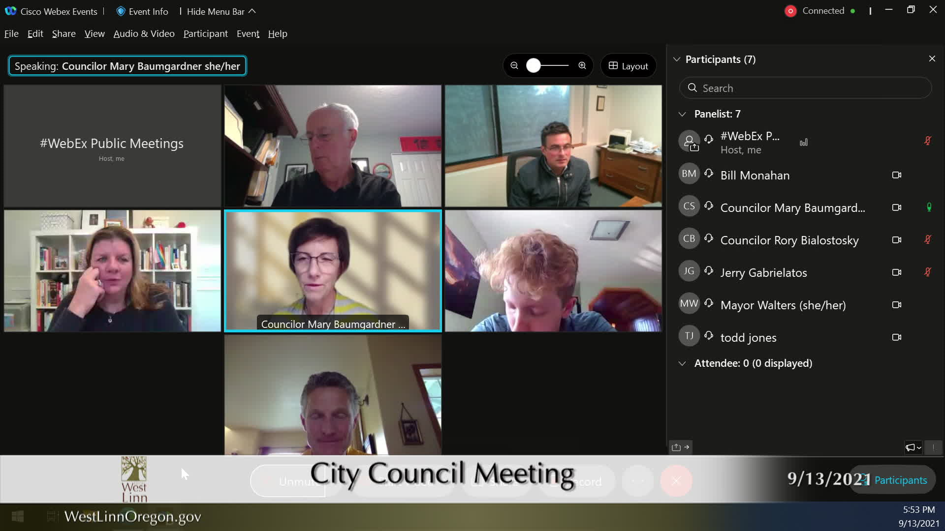 Thumbnail image for September 13, 2021 West Linn City Council Meeting
