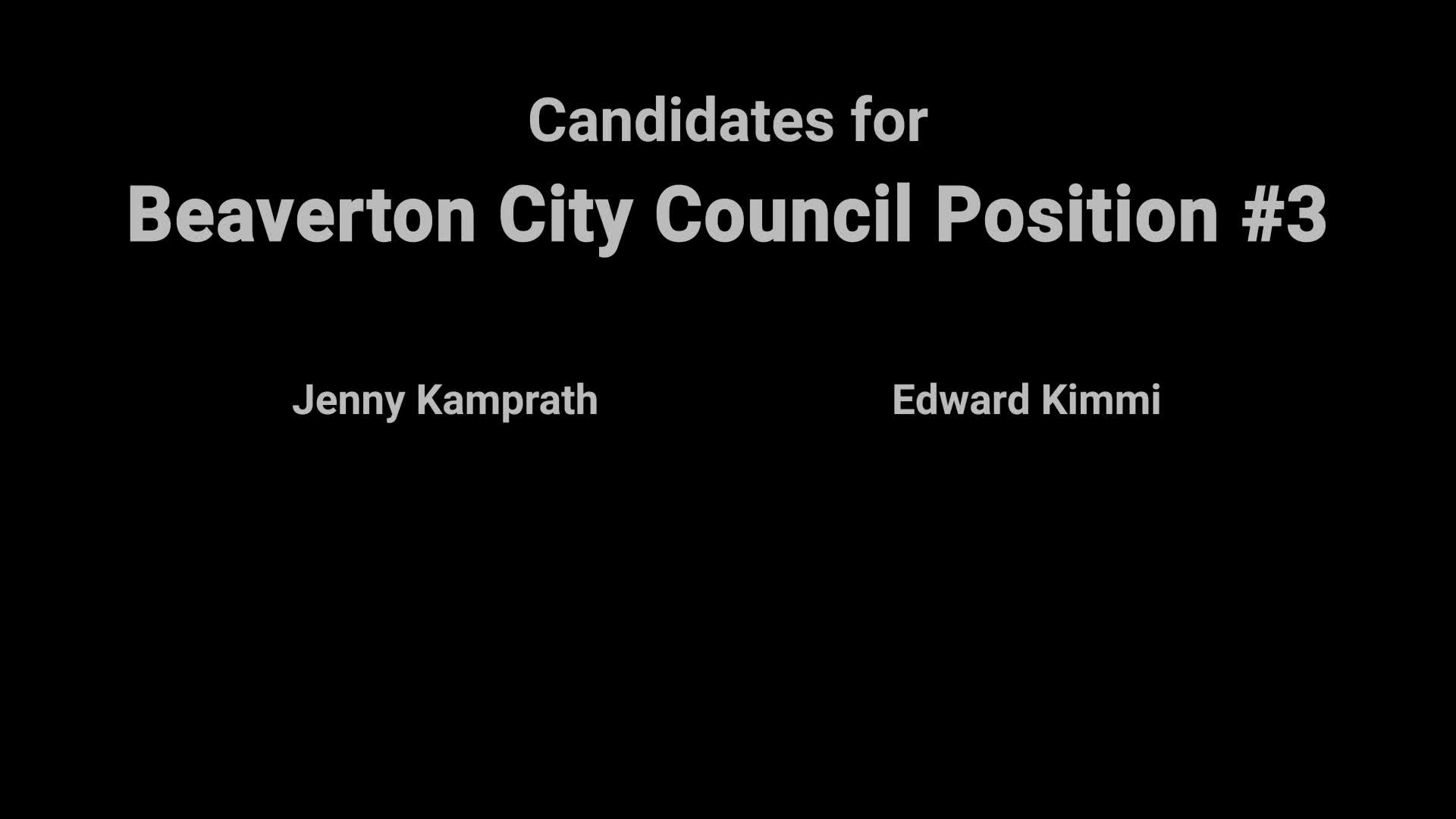 Thumbnail image for Video Voters' Guide: Beaverton City Council Pos.3