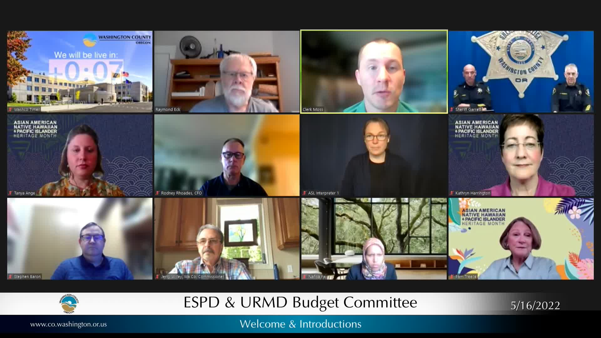 Thumbnail image for May 16, 2022 Washington County Budget Meeting