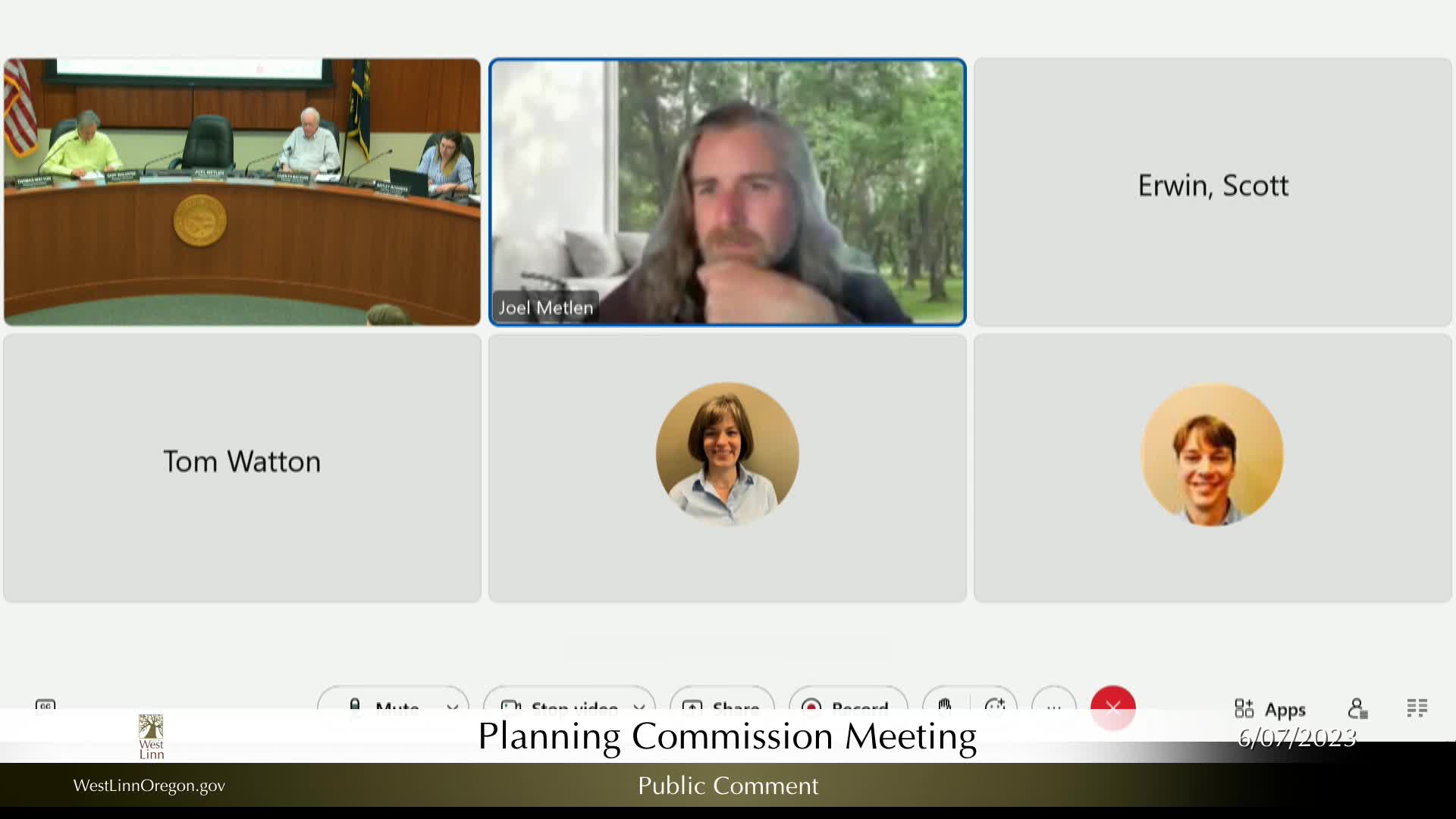 Thumbnail image for June 7, 2023 West Linn Planning Commission