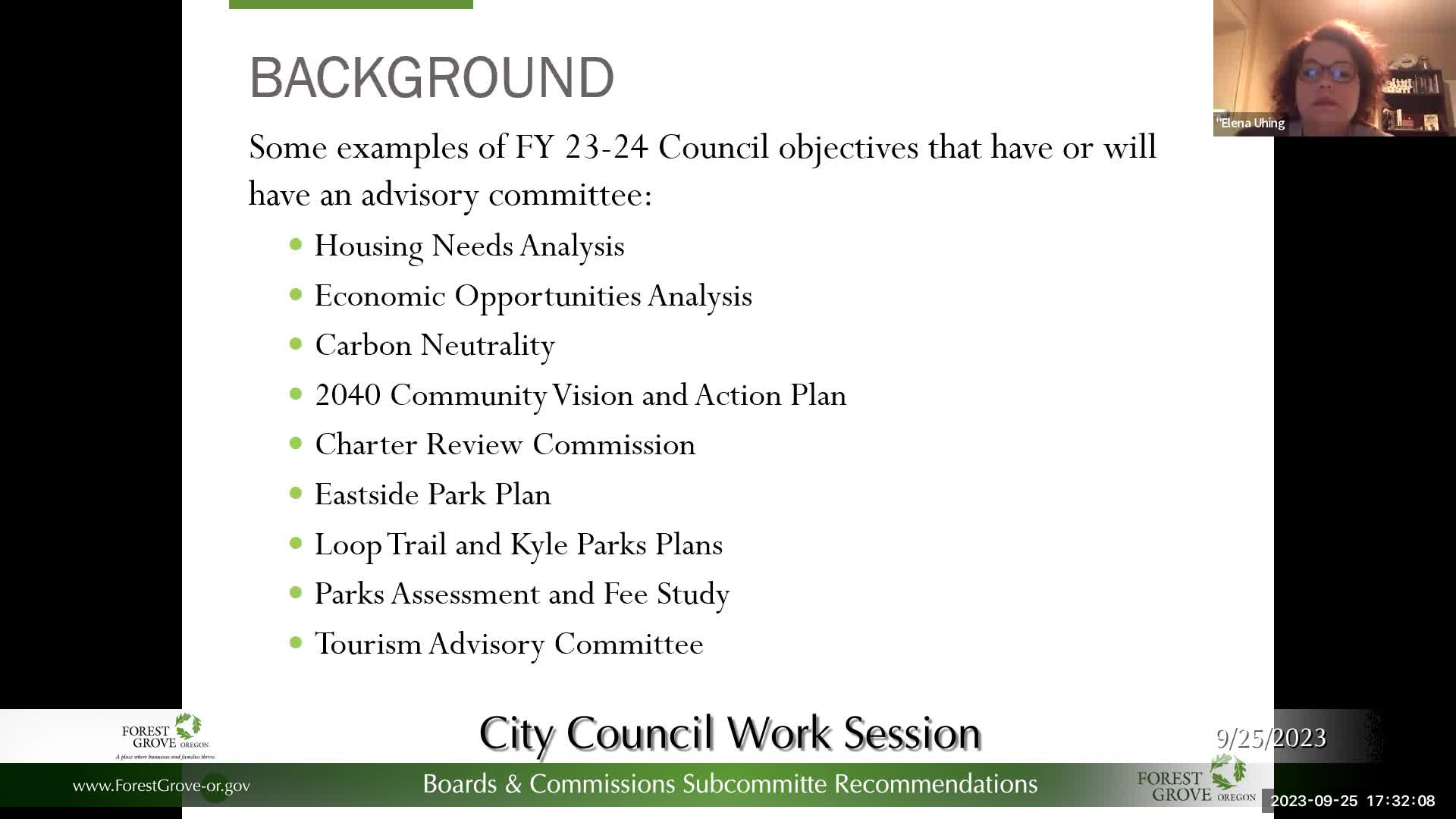 Thumbnail image for September 25, 2023 Forest Grove Boards & Commissions Subcommittee Recommendations