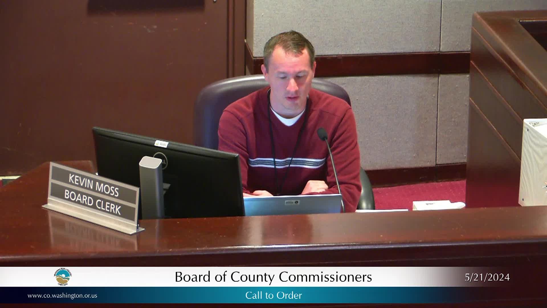 Thumbnail image for Washington County Board of Commissioners Meeting - May 21, 2024