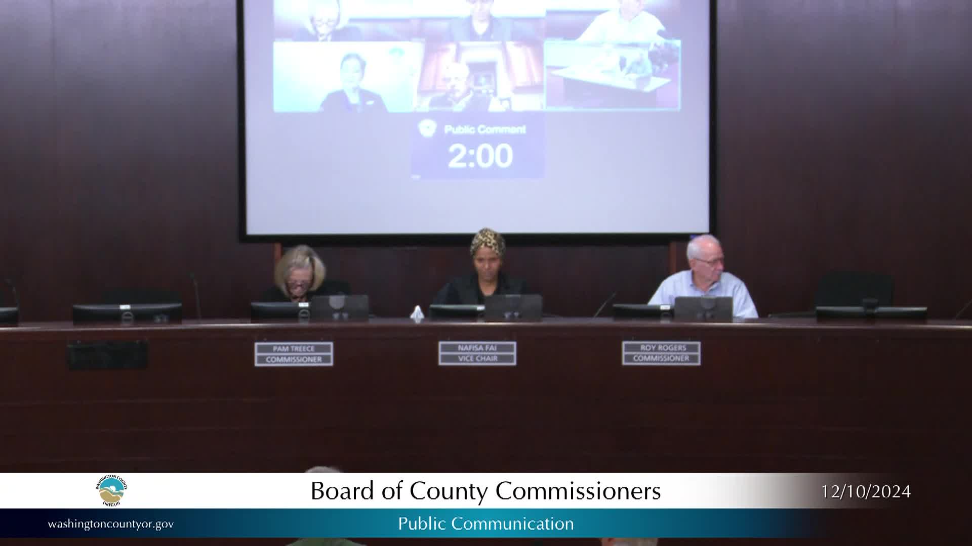 Thumbnail image for Washington County Board of Commissioners Meeting - December 10, 2024